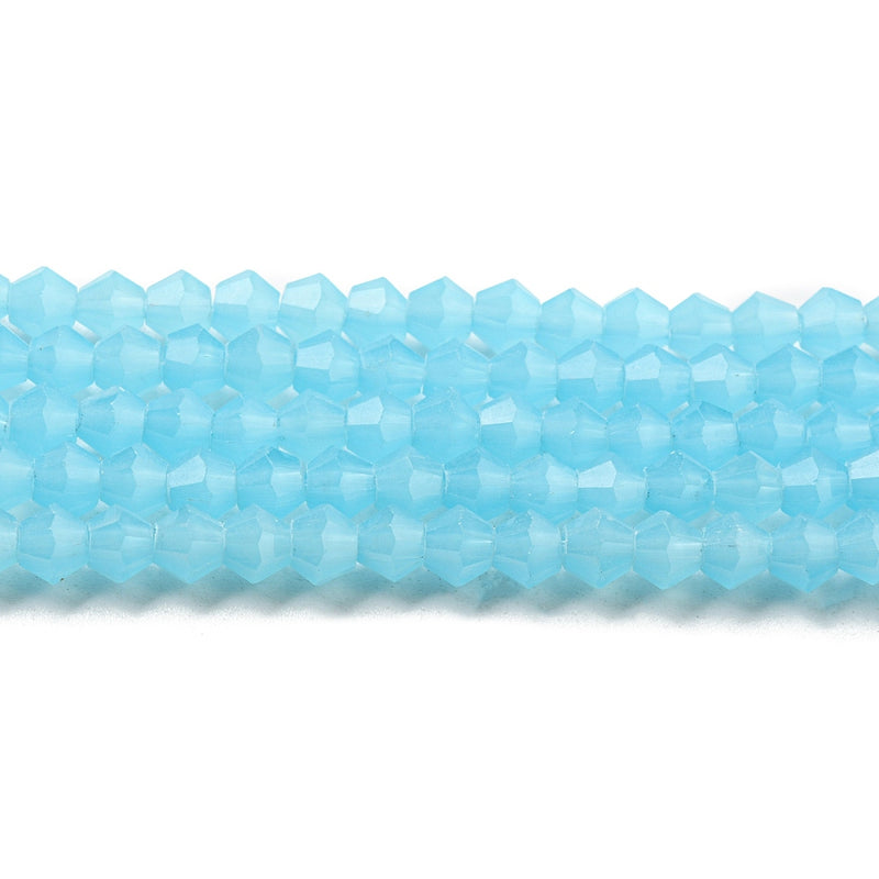 4mm Glass Bicones ~ Jade Light Blue ~ approx. 87 beads/string