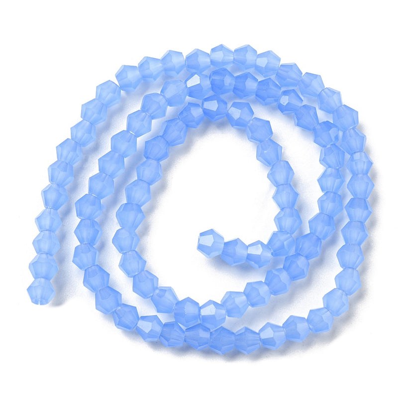 4mm Glass Bicones ~ Jade Blue ~ approx. 87 beads/string