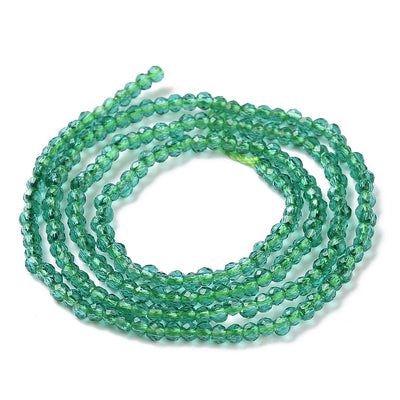 2mm Round Faceted Glass Beads ~ Sea Green ~ approx. 180 beads / string