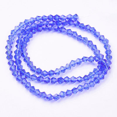 3mm Glass Bicones ~ approx. 130 Beads / String ~ Blue