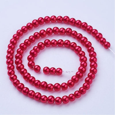 4mm Round Glass Pearls ~ Crimson ~ approx. 200 beads / strand