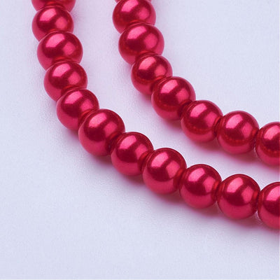4mm Round Glass Pearls ~ Crimson ~ approx. 200 beads / strand
