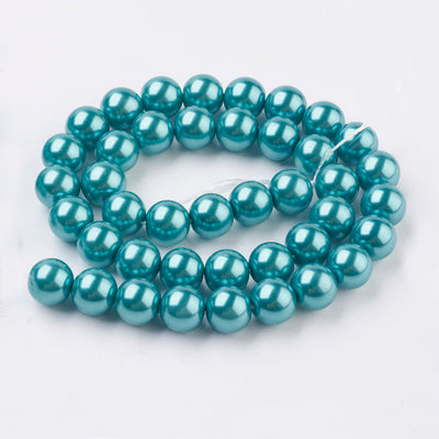 1 Strand of 8mm Round Glass Pearls ~ Deep Sky Blue ~ approx. 52 beads