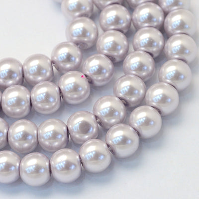 1 Strand of 6mm Glass Pearl Beads ~ Pale Lavender ~ approx. 140 beads