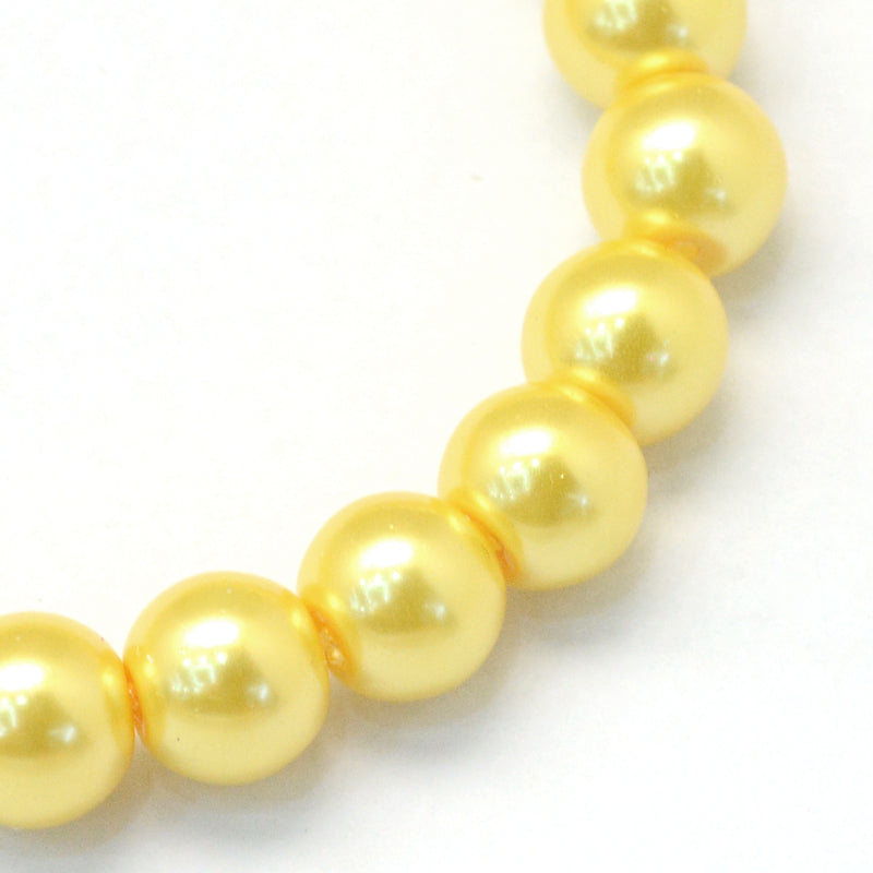 1 Strand of 8mm Round Glass Pearls ~ Gold ~ approx. 105 beads