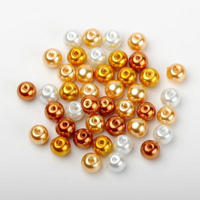 8mm Glass Pearls ~ Autumn Colours Mix ~ 40 beads
