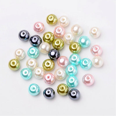 8mm Glass Pearls ~ Spring Colours Mix ~ 40 beads