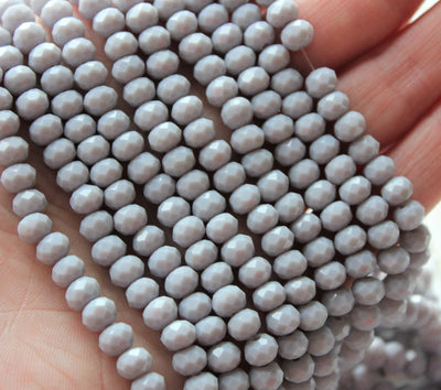 1 Strand of 8x6mm Faceted Glass Rondelle Beads ~ Opaque Grey ~ approx. 72 beads
