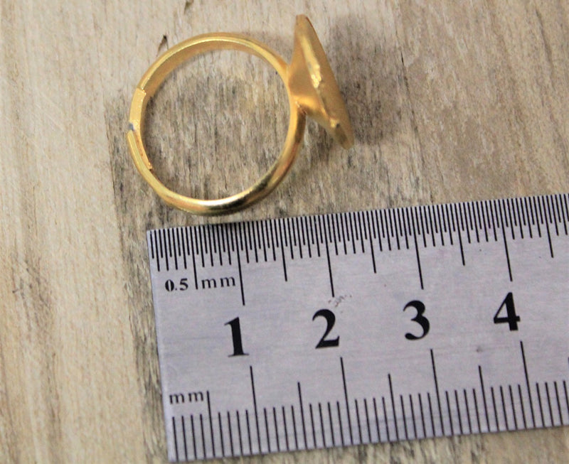 1 x Gold Plated Brass Ring Bezel for 14mm Rivoli ~ Adjustable