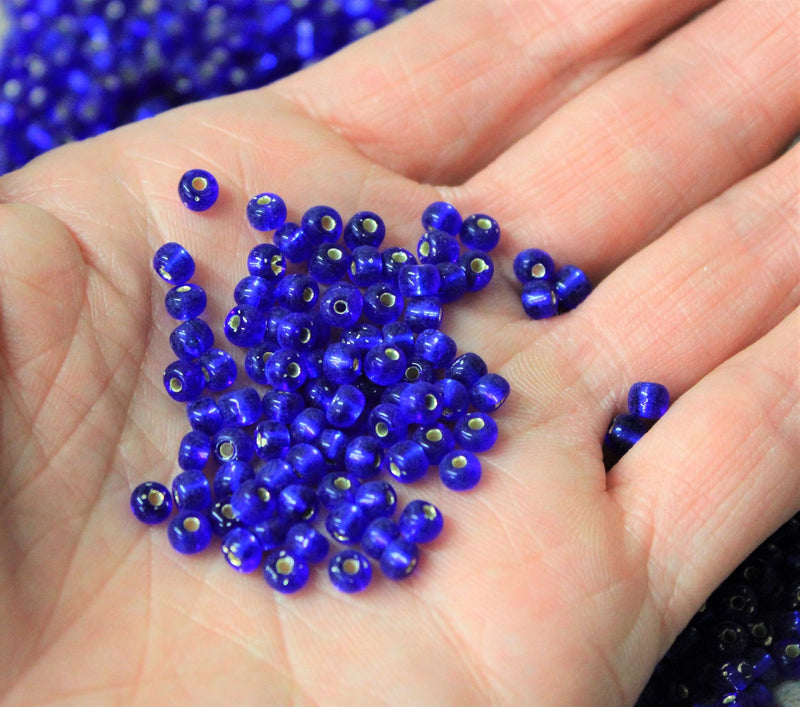 FGB Seed Beads ~ Size 6/0 ~ Silver Lined Dark Sapphire ~ 20 grams