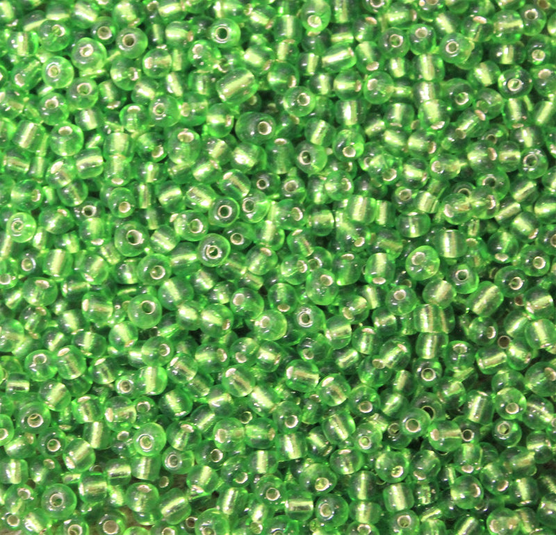 FGB Seed Beads ~ Size 6/0 ~ Silver Lined Peridot ~ 20 grams