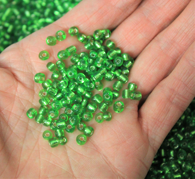 FGB Seed Beads ~ Size 6/0 ~ Silver Lined Peridot ~ 20 grams