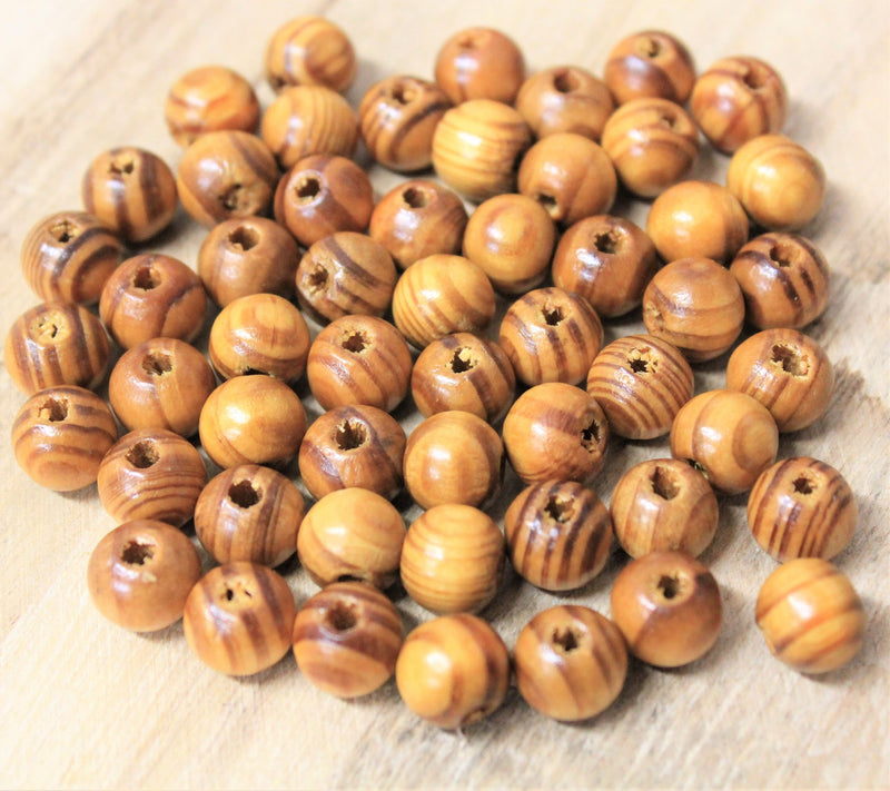 10mm Round Wooden Beads ~ Pack of 50