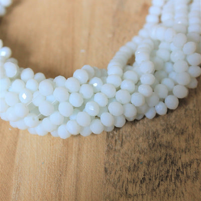 1 Strand of 6x4mm Faceted Glass Rondelle Beads ~ White ~ approx. 88 beads