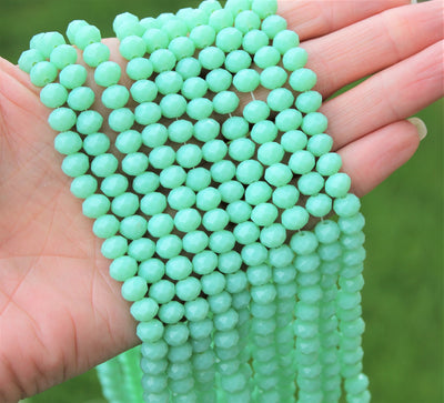1 Strand of 8x6mm Faceted Glass Rondelle Beads ~ Opaque Turquoise ~ approx. 72 beads