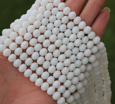 1 Strand of 8x6mm Faceted Glass Rondelle Beads ~White ~ approx. 72 beads