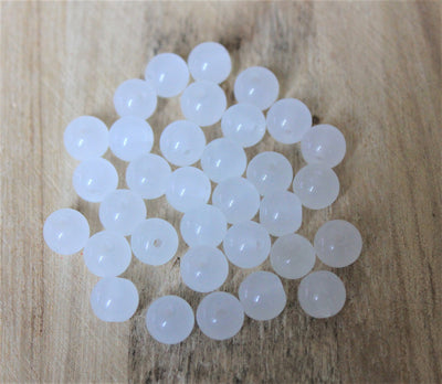 8mm Round Jade Style Glass Beads ~ White ~ 20 beads