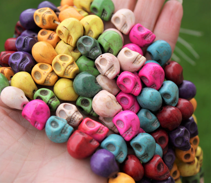 13x10mm Synthetic Turquoise Skull Beads ~ Mixed Colours ~ approx. 30 beads/string