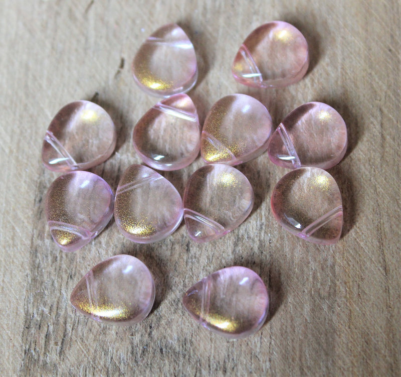 12.5mmx10.5mm Spray Painted Top Drilled Briolette Beads ~ Pink ~ Pack of 4