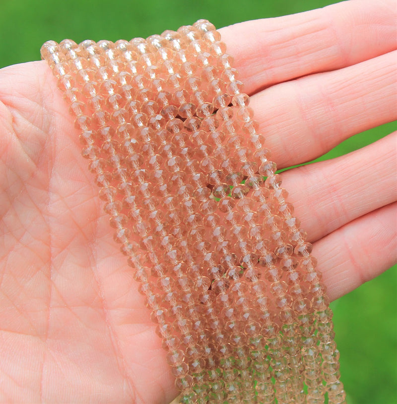 1 Strand of 4x3mm Faceted Glass Rondelle Beads ~ Beige ~ approx. 123 beads