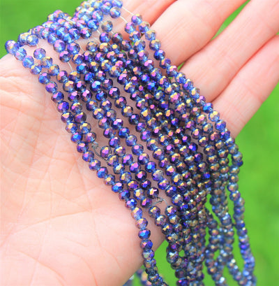 1 Strand of 4x3mm Faceted Glass Rondelle Beads ~ Purple Rainbow ~ approx. 123 beads