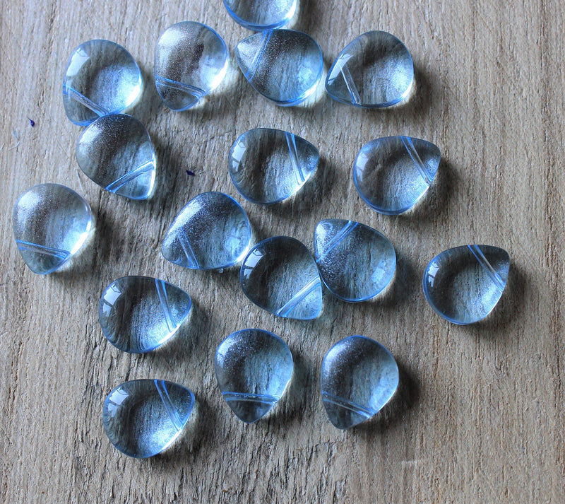 12.5mmx10.5mm Spray Painted Top Drilled Briolette Beads ~ Aqua ~ Pack of 4