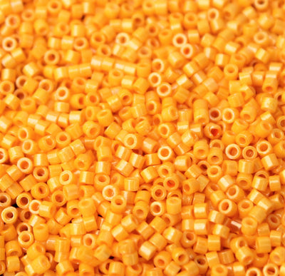 2x1.5mm Cylinder Seed Beads ~ Opaque Lustred Tangerine ~ 5g