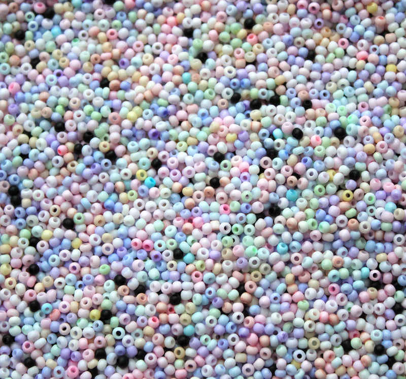 2mm Seed Beads ~ 20g ~ Pastel Macaroon Colours Mix