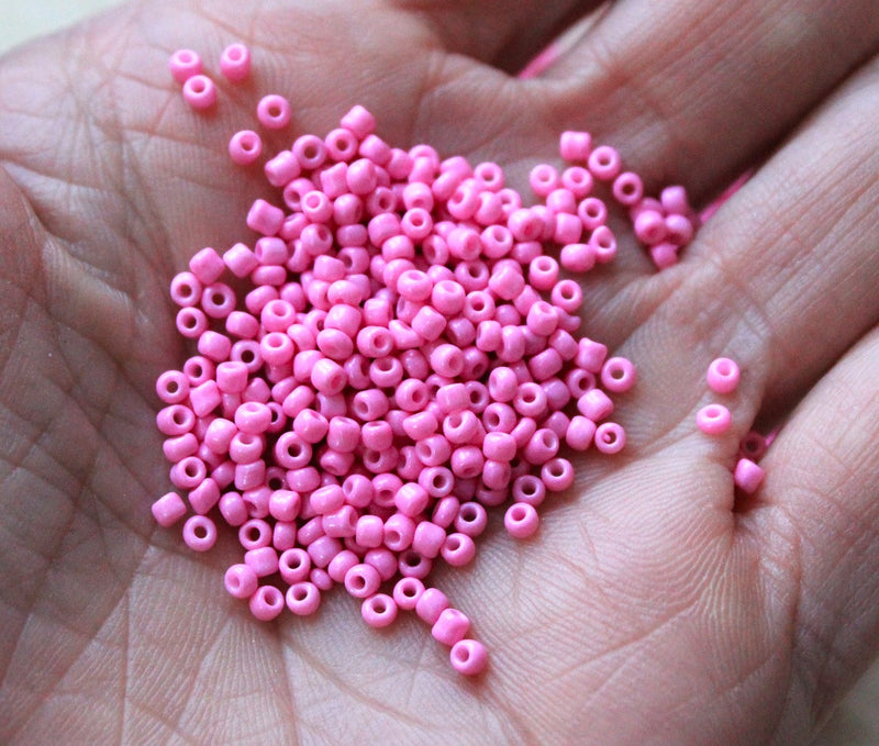 2mm Seed Beads ~ 20g ~ Opaque Pink