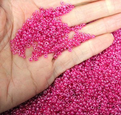 3mm Seed Beads ~ 20g ~ Inside Colours Fuchsia