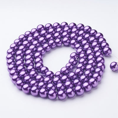 4mm Round Glass Pearls ~ Dark Purple ~ approx. 200 beads / strand
