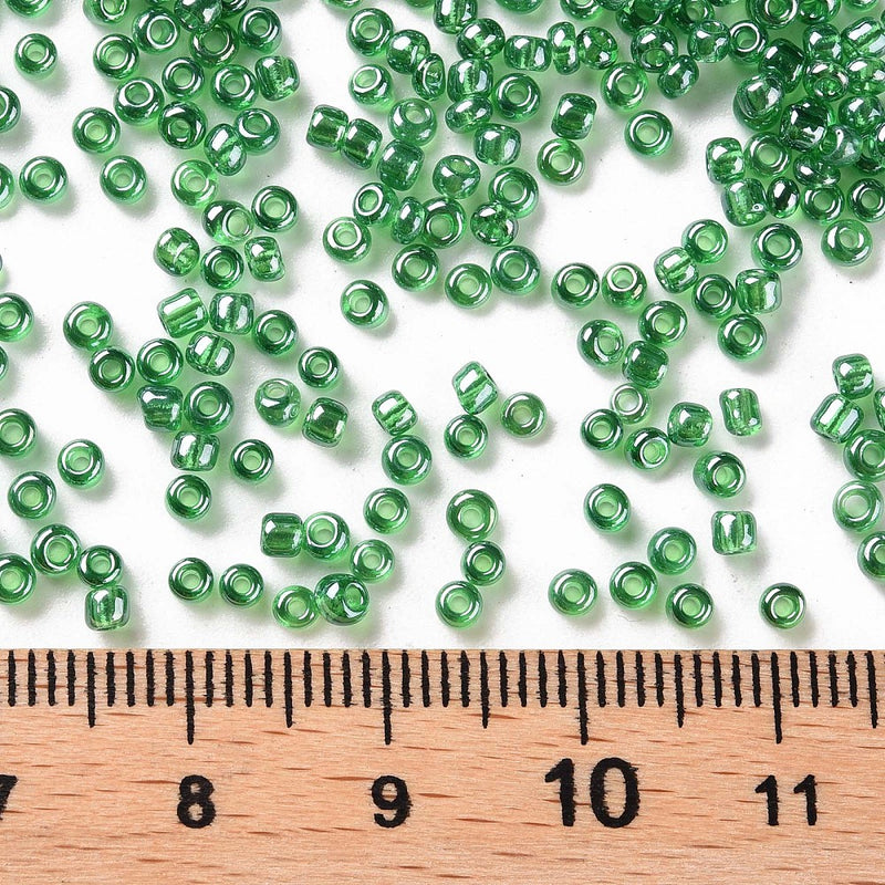 2mm Seed Beads ~ 20g ~ Lustred Green