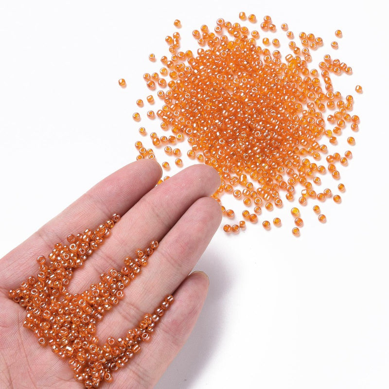 3mm Seed Beads ~ 20g ~ Lustred Orange