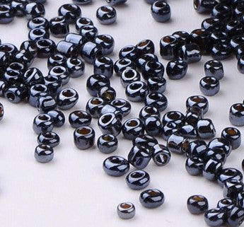 2mm Glass Seed Beads ~ 20g ~ Metallic Black