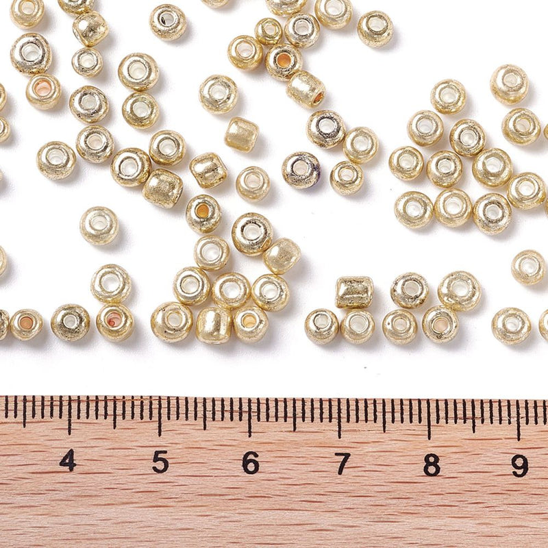 4mm Seed Beads ~ 20g ~ Metallic Light Gold