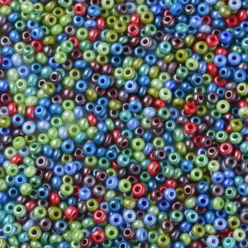 FGB Seed Beads ~ Size 11/0 ~ Opaque Lustred Colours Mix ~ 20 grams