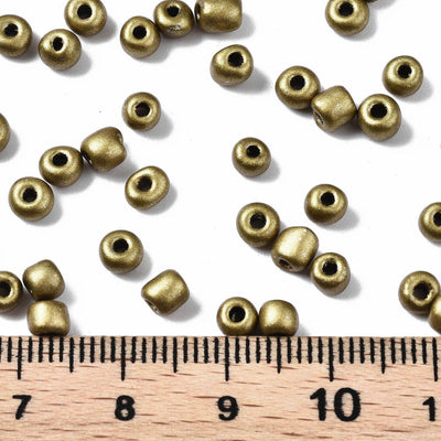 4mm Seed Beads ~ 20g ~ Matte Metallic Old Gold