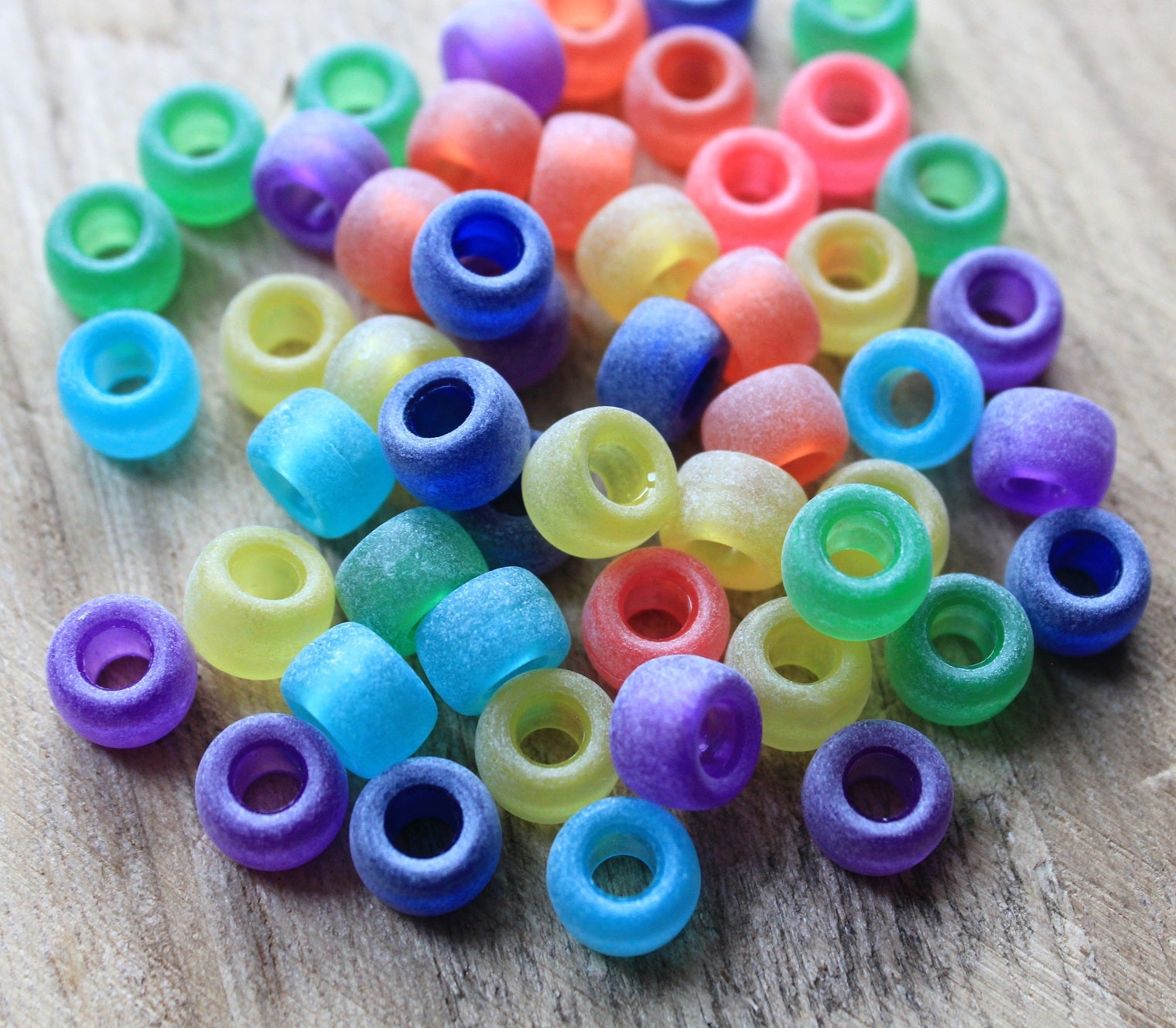 The Bead Store 9x6mm Imitation Sea Glass Large Hole Acrylic Pony Beads