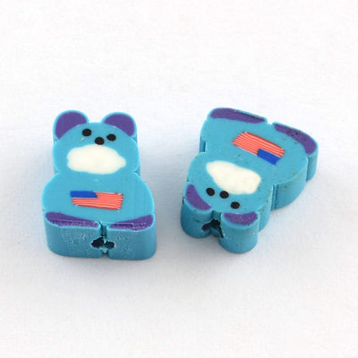 12x9mm Handmade Polymer Clay Teddy Bear Beads ~ Mixed Colours ~ pack of 10
