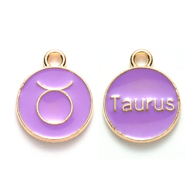 15x12mm Gold Plated Purple Enamel TAURUS Charm