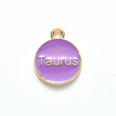 15x12mm Gold Plated Purple Enamel TAURUS Charm