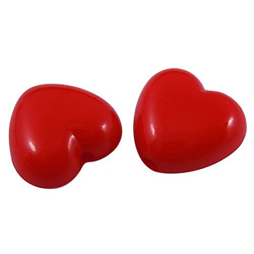 11mm Acrylic Heart Beads ~ Red ~ Pack of 10