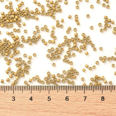 2x1.5mm Cylinder Seed Beads ~ Frosted Mustard ~ 5g