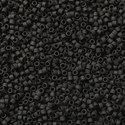 2x1.5mm Cylinder Seed Beads ~ Frosted Black ~ 5g