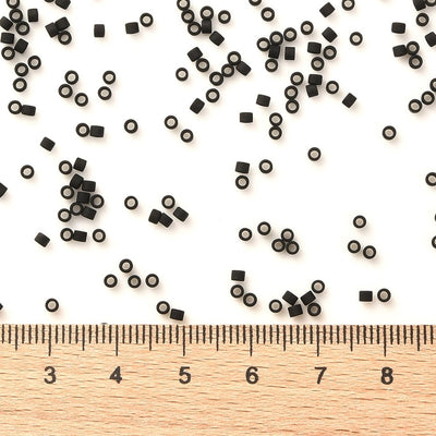 2x1.5mm Cylinder Seed Beads ~ Frosted Black ~ 5g