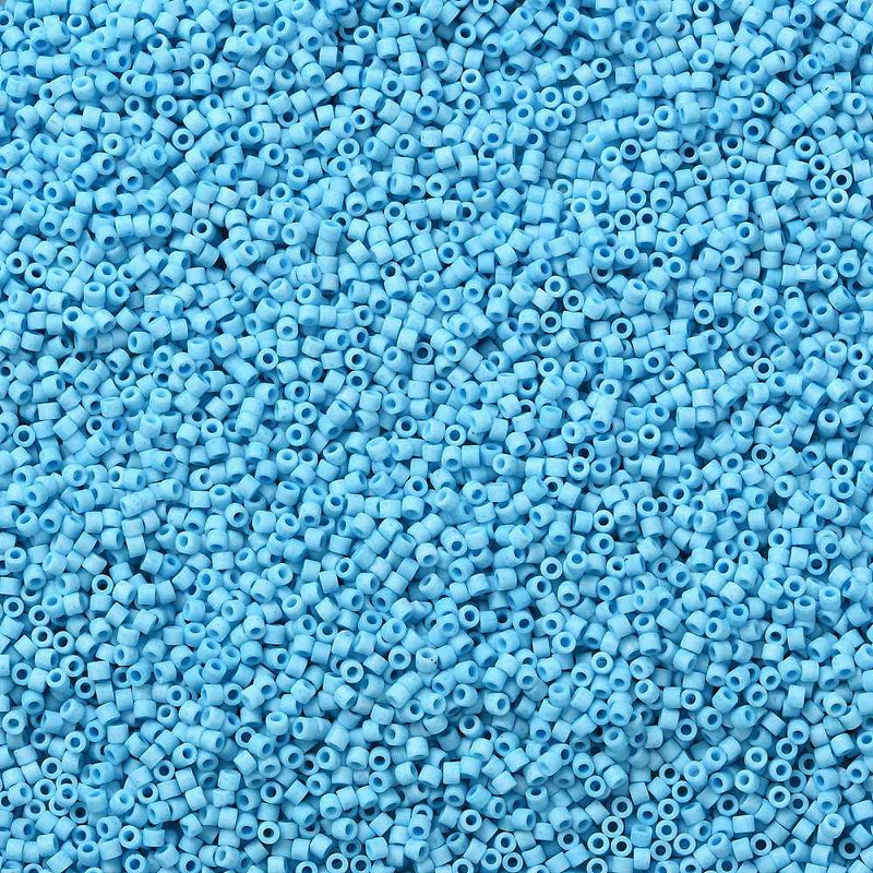 2x1.5mm Cylinder Seed Beads ~ Frosted Sky Blue ~ 5g