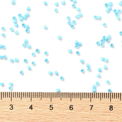 2x1.5mm Cylinder Seed Beads ~ Frosted Sky Blue ~ 5g