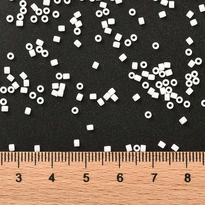 2x1.5mm Cylinder Seed Beads ~ Frosted White ~ 5g