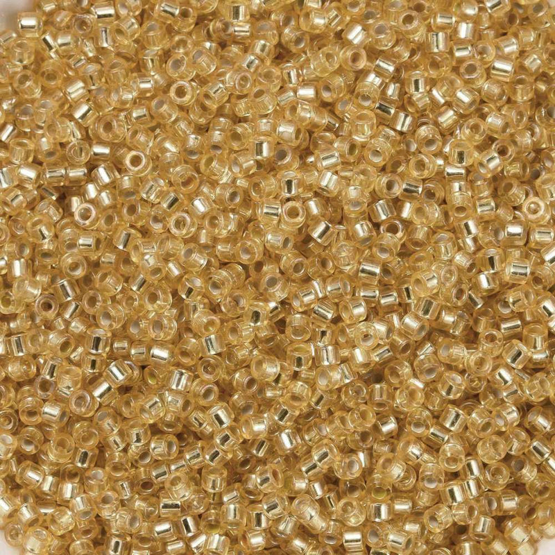 2x1.5mm Cylinder Seed Beads ~ Silver Lined Topaz ~ 5g