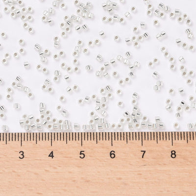 2x1.5mm Cylinder Seed Beads ~ Silver Lined Crystal ~ 5g